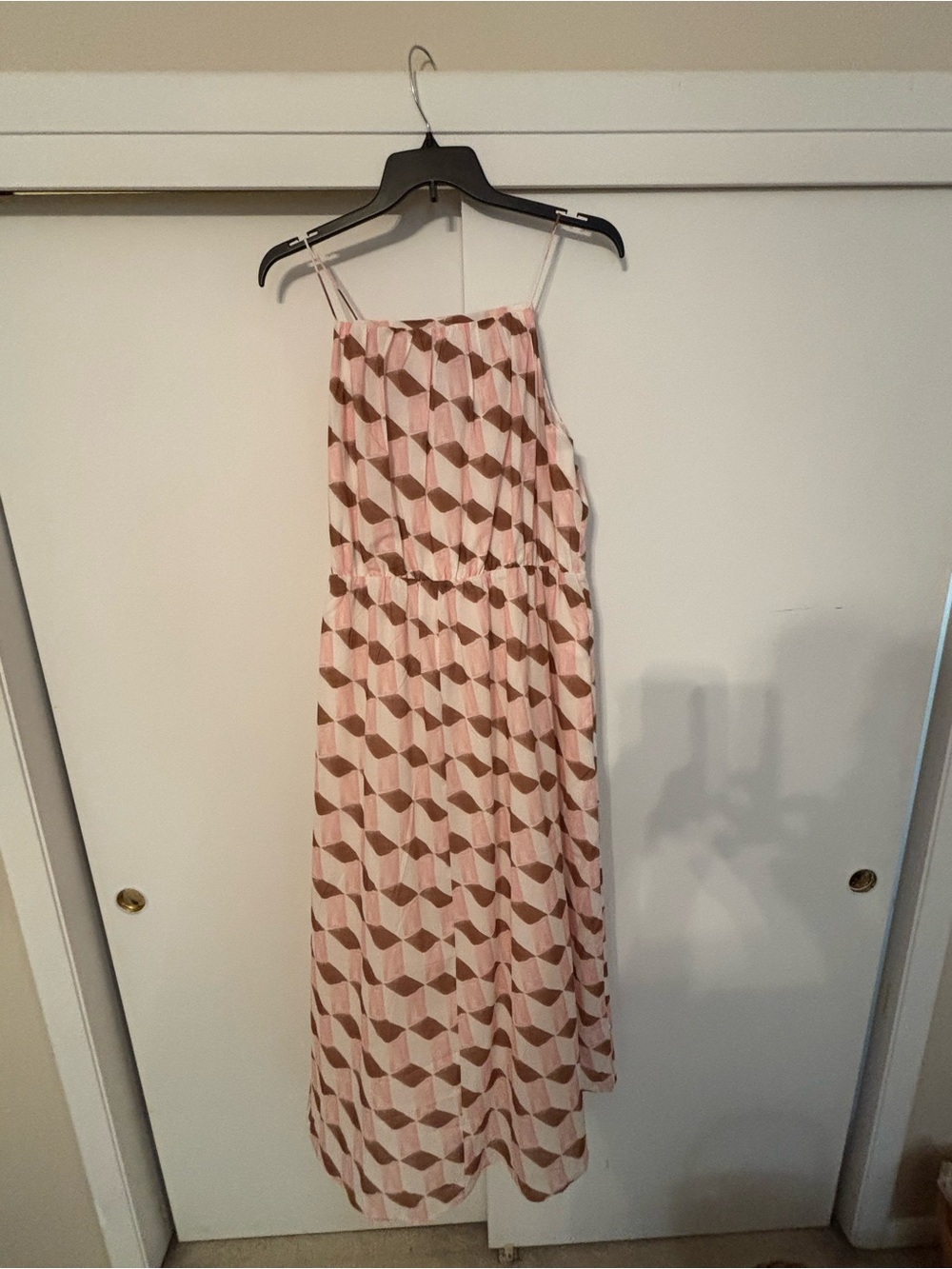 Banana Republic Pink and Brown Geometric Maxi Dress